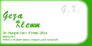 geza klemm business card