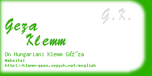 geza klemm business card